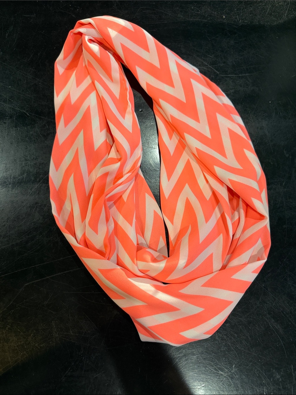 Women's Chevron Infinity Scarf - Coral Pink